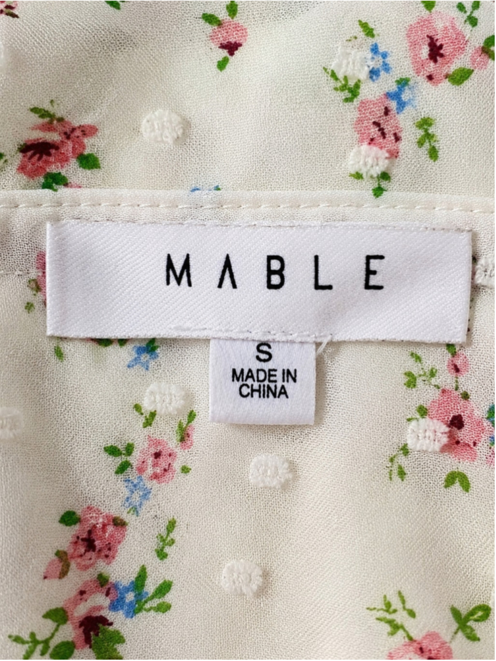 Women's Mable Floral Ruffle Blouse, Size S, White and Pink - Picture 5 of 10